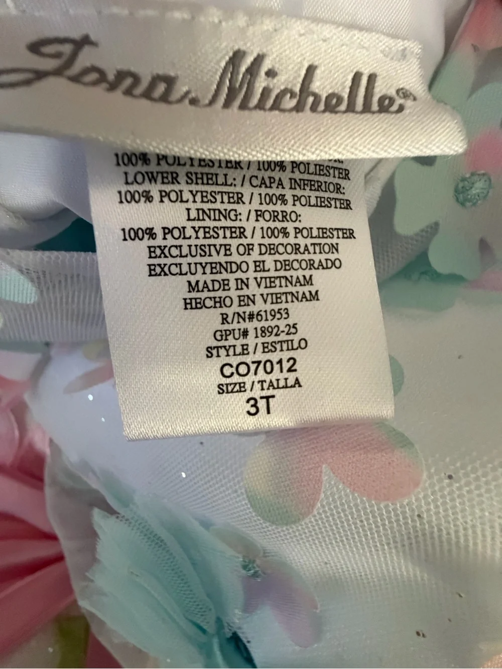 Jona Michelle Aqua Tulle Party Dress with Pastel Floral Bodice